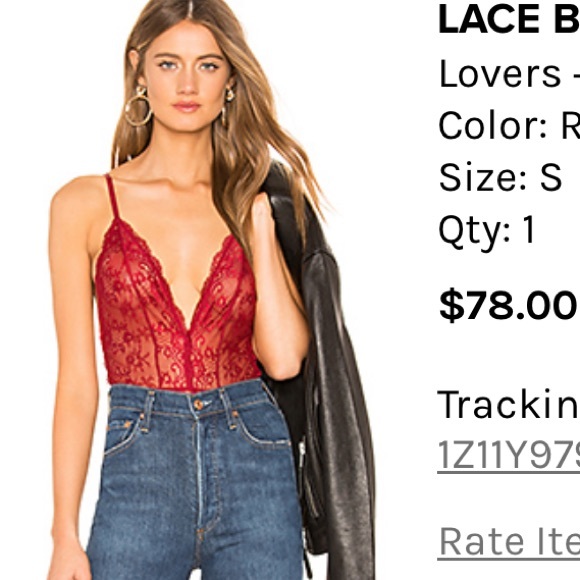 Lovers + Friends Tops - Red lace bodysuit!